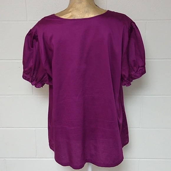 Apt 9 100% soft cotton, sheen berry lattice, short sleeve blouse - Picture 2 of 7
